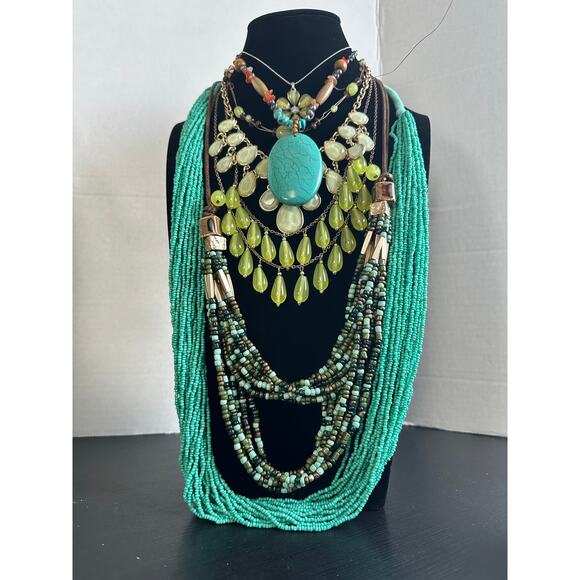 Shades of Green and Turqouise Vintage to Modern Costume Jewelry - Picture 8 of 16
